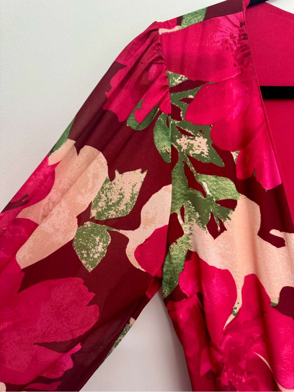 Baltic Born Floral Wrap Maxi Dress - Red - Long Sleeves - Picture 5 of 6